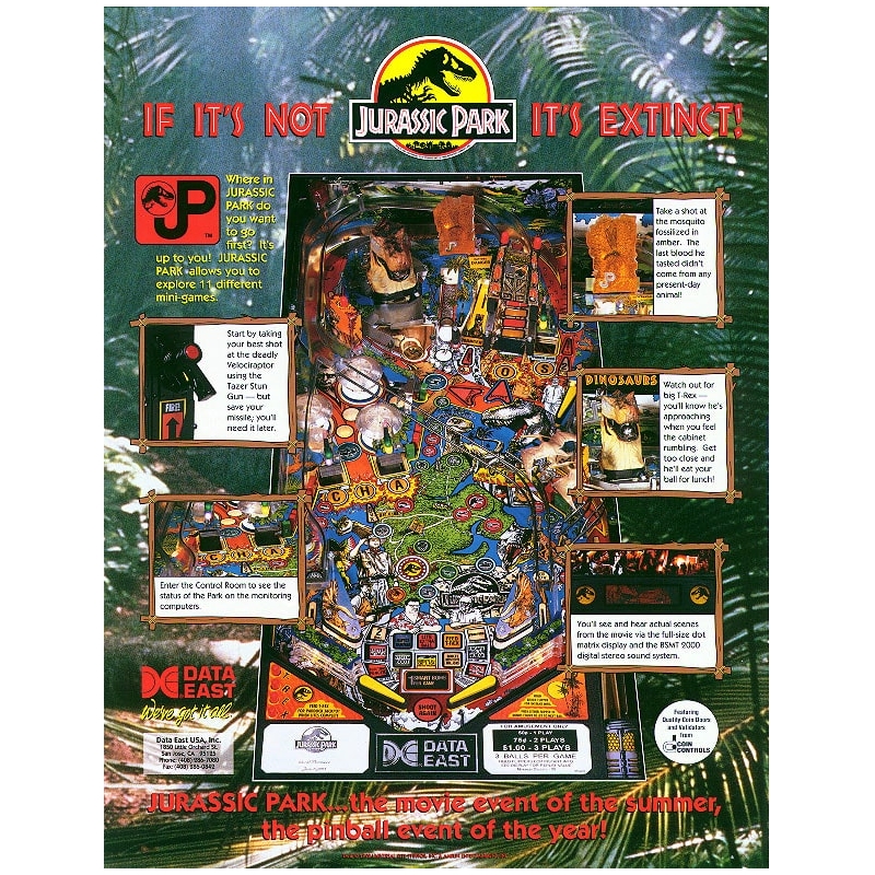 Lanceur Pistolet Pour Flipper Data East Jurassic Park - Occasion